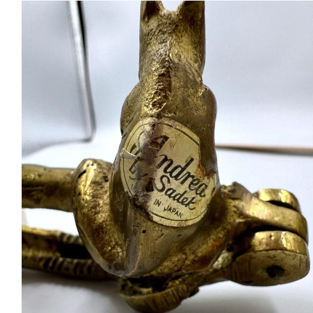 Andrea by Sadek Vintage Brass Squirrel Nutcracker Made in Japan 6 Inch Gold